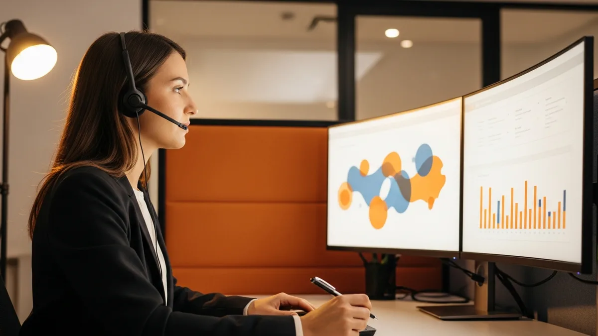Recruiter reviewing pipeline dashboard during intake call for displaced Meta engineers