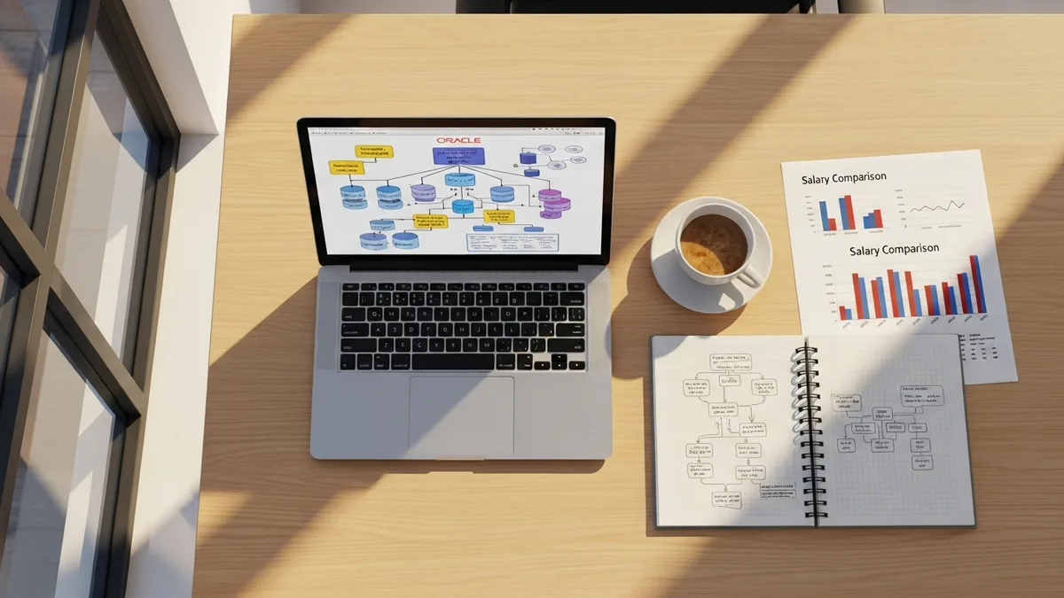 Oracle DBA salary and compensation planning desk workspace