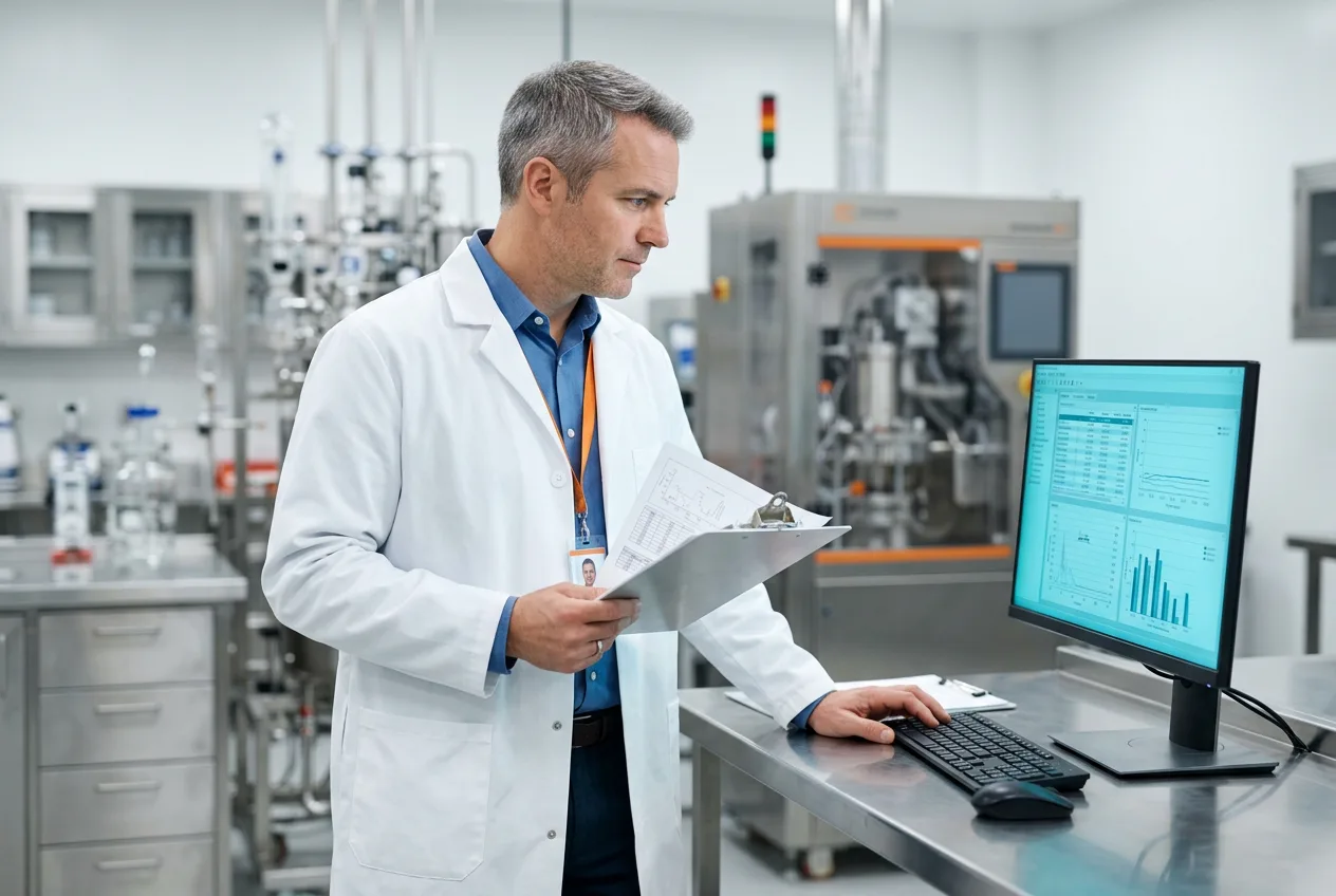 Validation engineer documenting a 21 CFR Part 11 compliance check on a pharma IT system