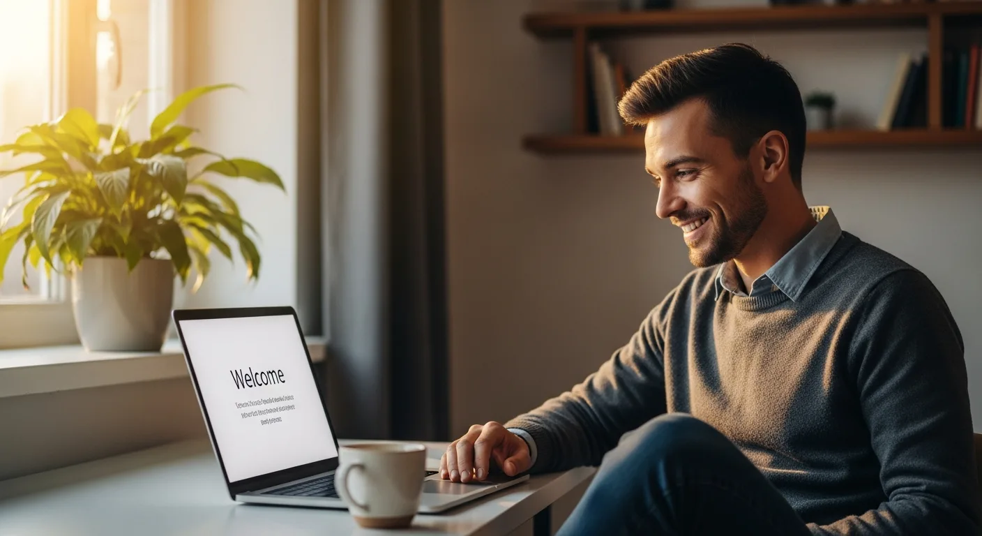 New software engineer reading a personalized welcome message during preboarding