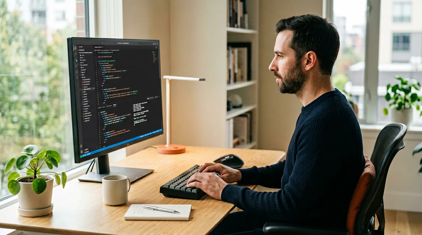 Senior Ruby on Rails developer reviewing Hotwire-driven application code and Postgres query plan, KORE1 Rails developer staffing