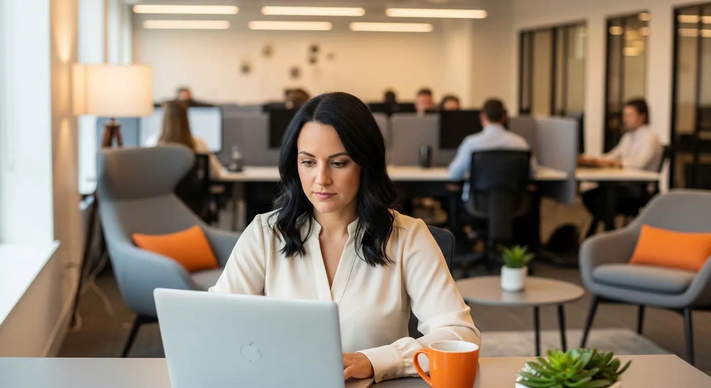 Technology recruiter evaluating Salesforce developer candidate profiles at a staffing agency office