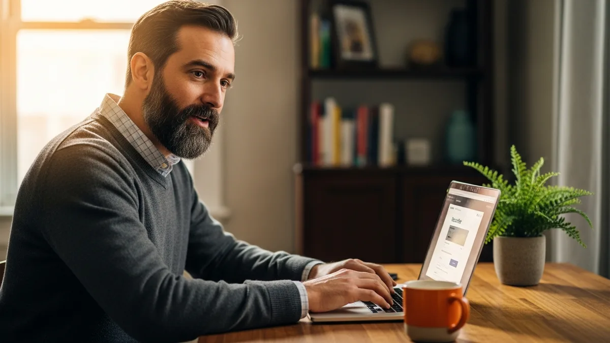 Senior solutions architect on a video call with a staffing recruiter reviewing an offer