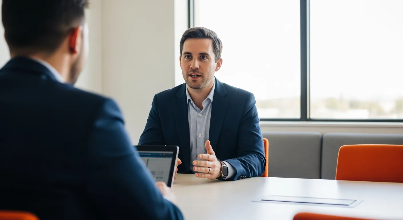 SRE candidate speaking confidently during technical job interview with hiring manager