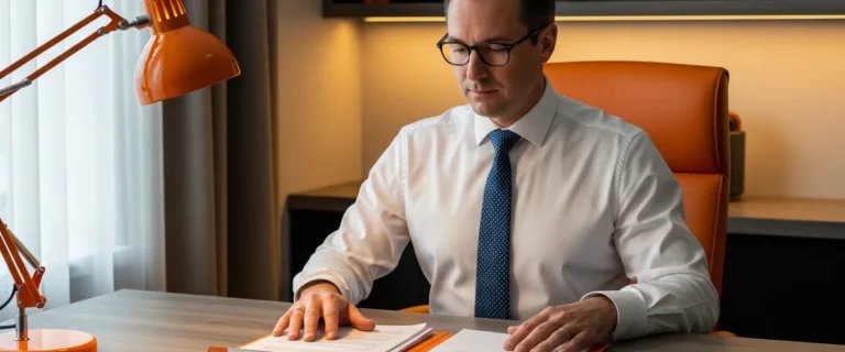 Hiring manager comparing staff augmentation and outsourcing contracts at his desk