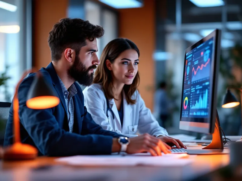 Healthcare IT professionals reviewing Epic EHR dashboards in a Cleveland hospital tech center