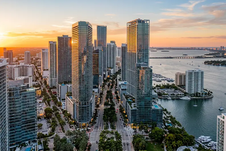 Brickell commercial district in Miami where KORE1 staffs technology and finance roles