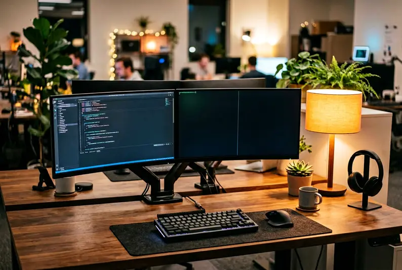 Software developer workstation in a Miami tech company staffed by KORE1