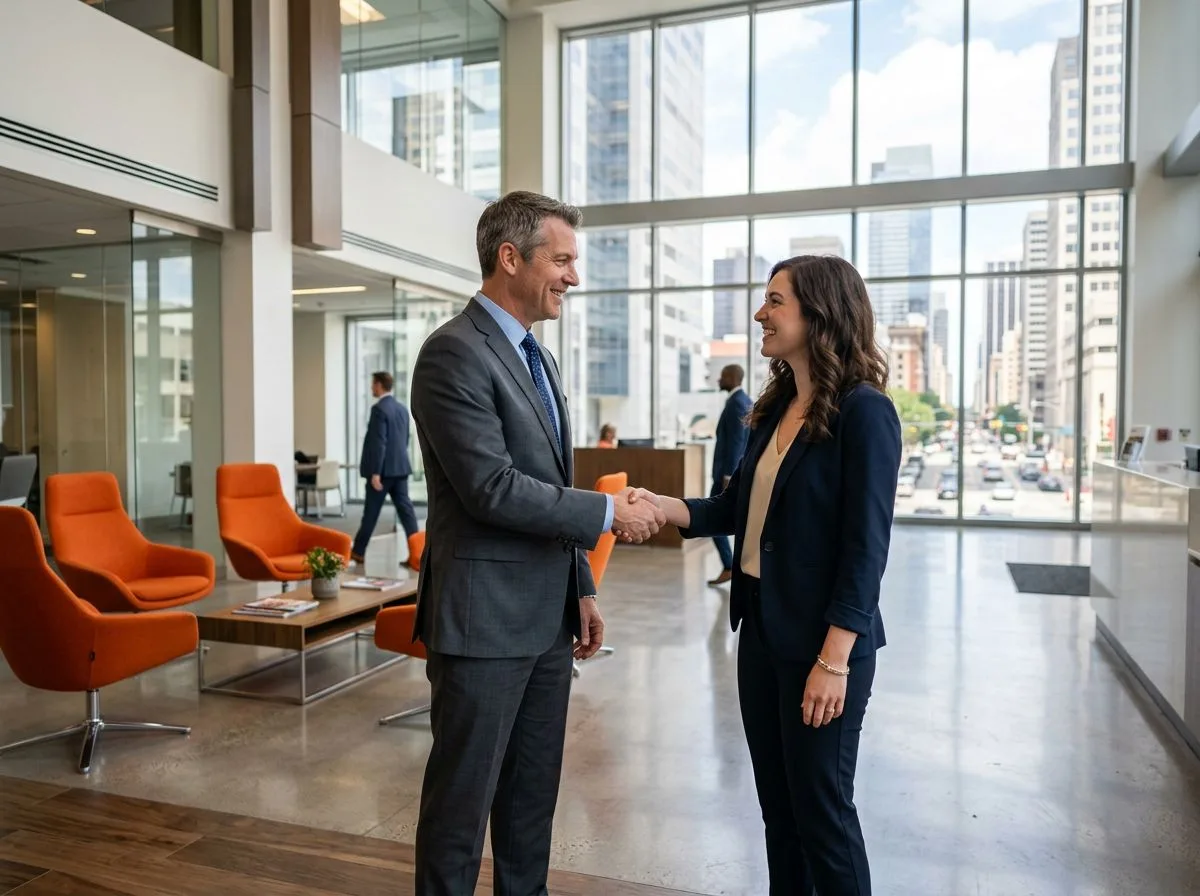 Professional onboarding a new hire placed by KORE1 staffing agency in New York