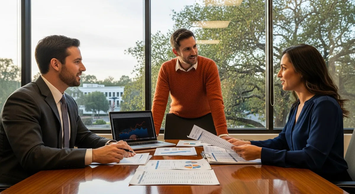 Finance professionals collaborating in a Roseville Sacramento corporate office