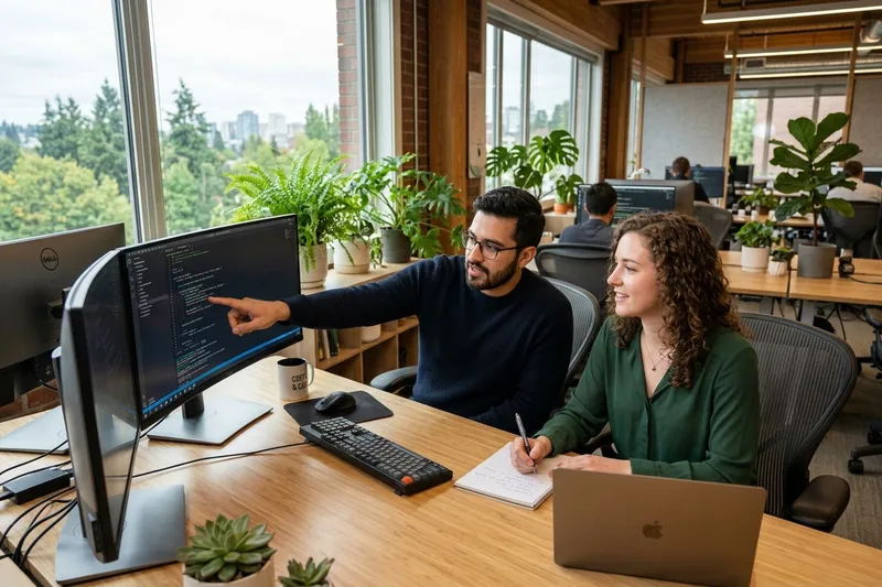 IT professionals collaborating in a modern Seattle technology office