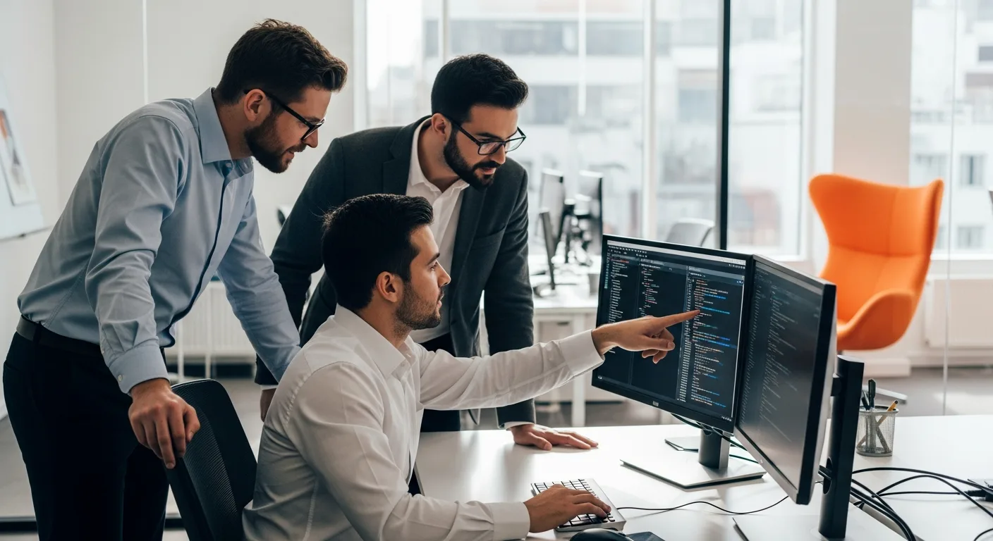 IT professionals collaborating in a modern St. Louis technology office