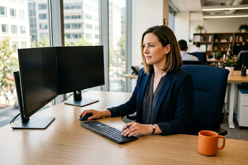 KORE1 recruiter reviewing cleared candidate profiles for federal contractor staffing in Washington DC