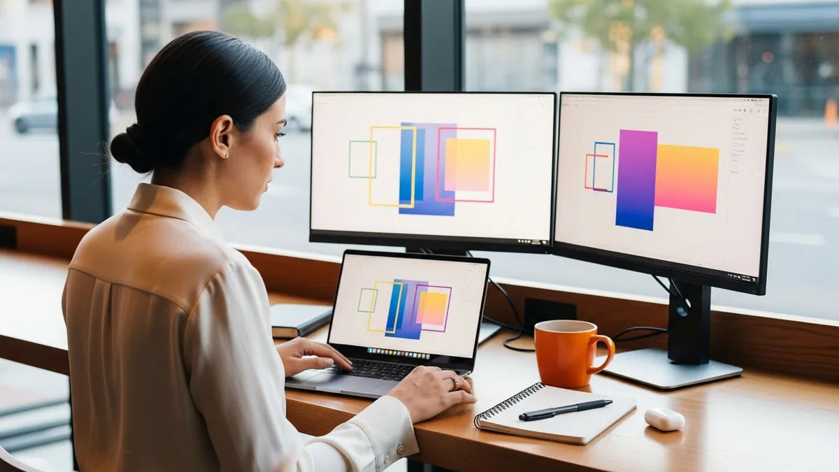 Senior product designer transitioning from Adobe Creative Cloud to Figma on a workstation in 2026