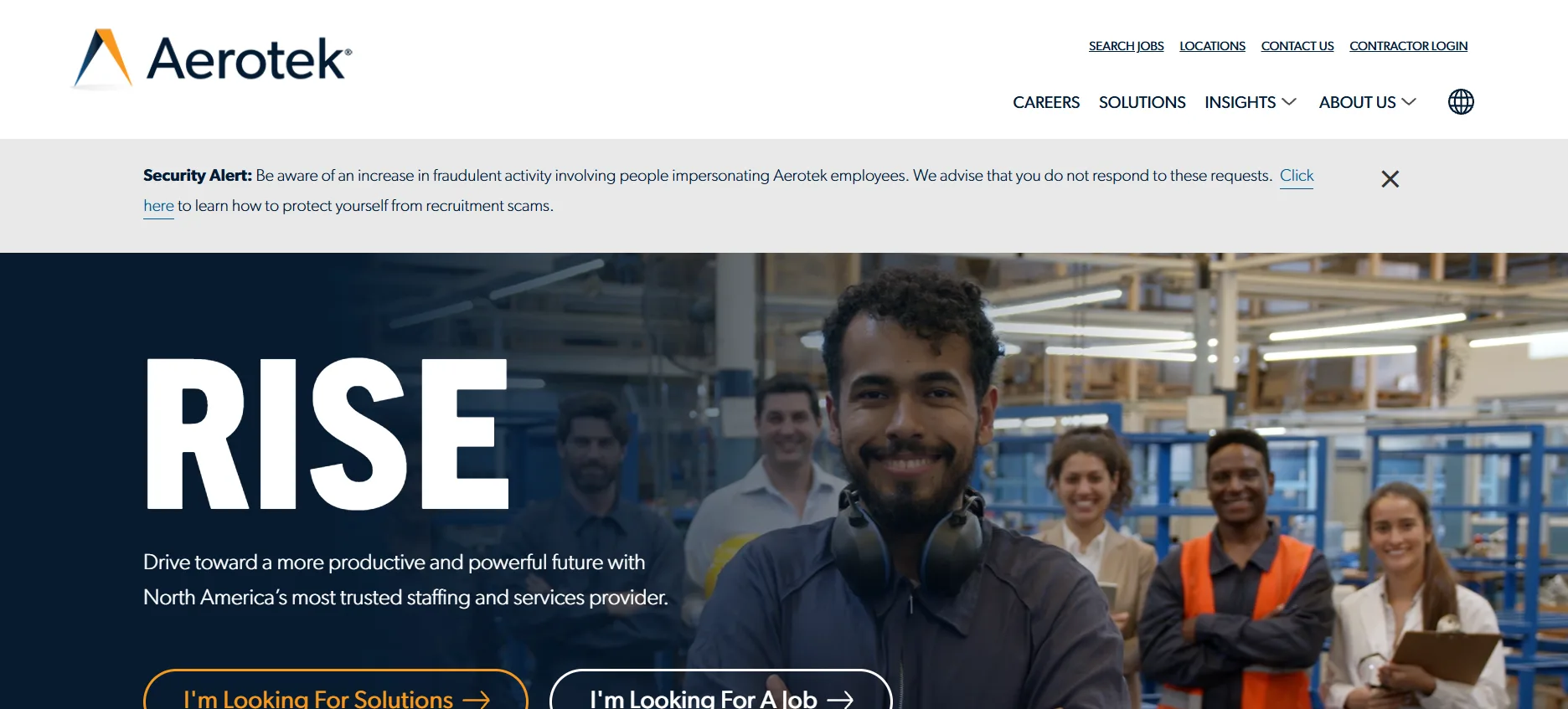 Aerotek homepage — ranked #4 San Diego staffing agency for engineering, manufacturing, and technical workforce hiring.