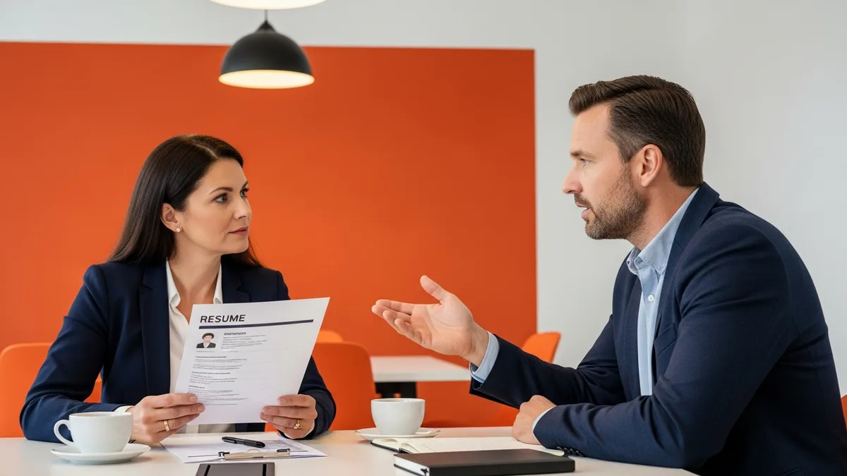 Senior hiring manager and recruiter in conversation about a candidate offer for talent displaced by the Atlassian 2026 layoffs