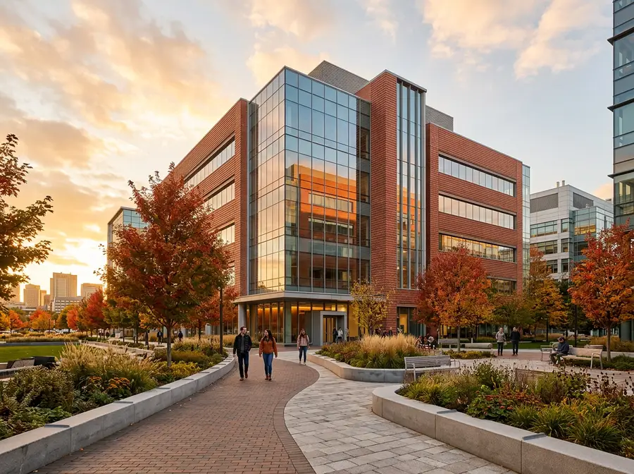 Kendall Square style biotech building in Cambridge Massachusetts - KORE1 supports Boston biotech recruiting across the Cambridge corridor