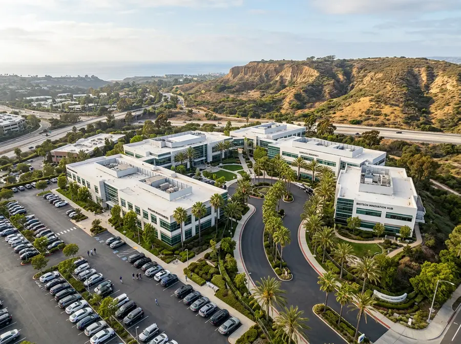 Sorrento Valley biotech campus near Torrey Pines San Diego - KORE1 biotech staffing agency coverage of the SoCal life sciences corridor