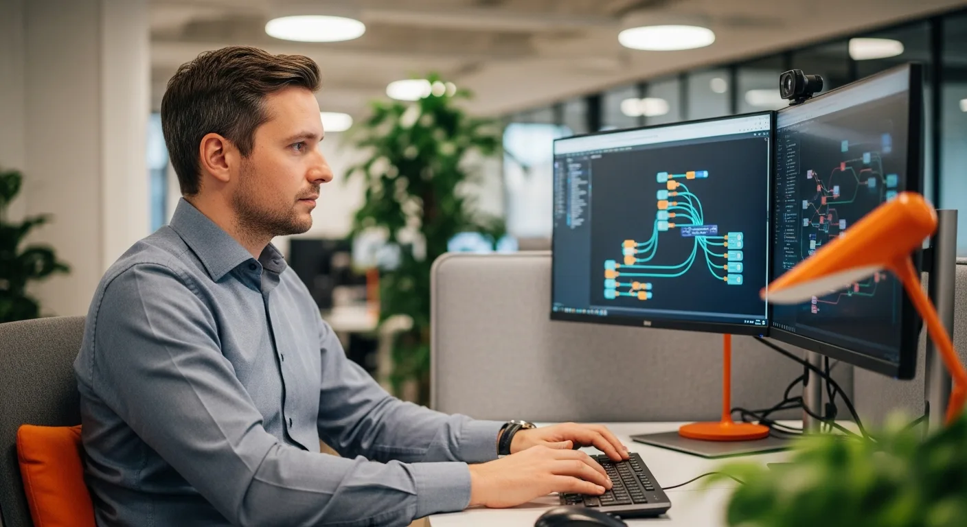 Senior data engineer reviewing a Databricks Lakehouse pipeline architecture on a workstation during the 2026 AI talent movement