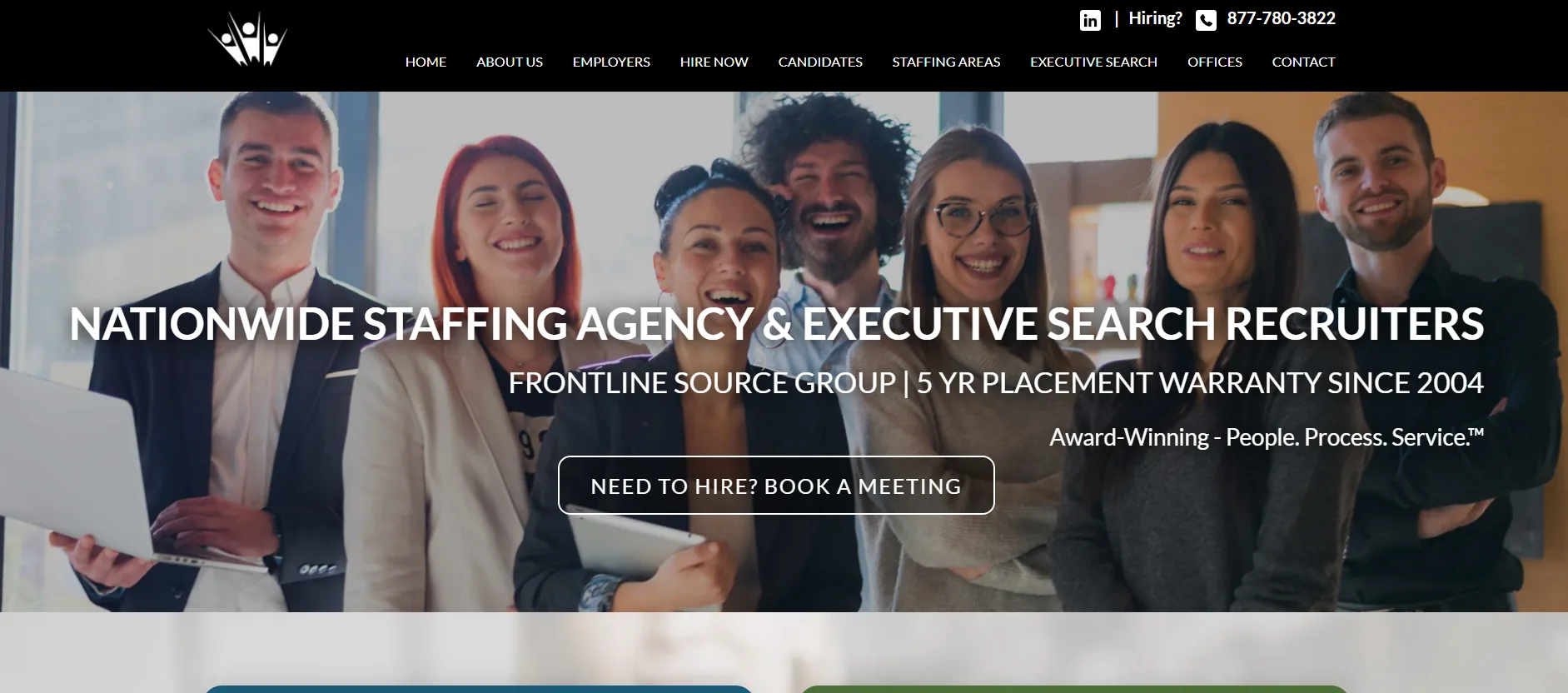 Frontline Source Group Dallas homepage — executive search and direct hire staffing agency serving DFW since 2004 with a 5-year placement warranty