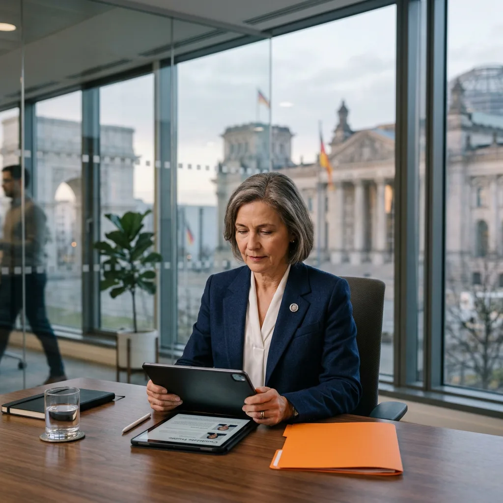Government recruiter reviewing cleared candidate profiles at a federal-style office