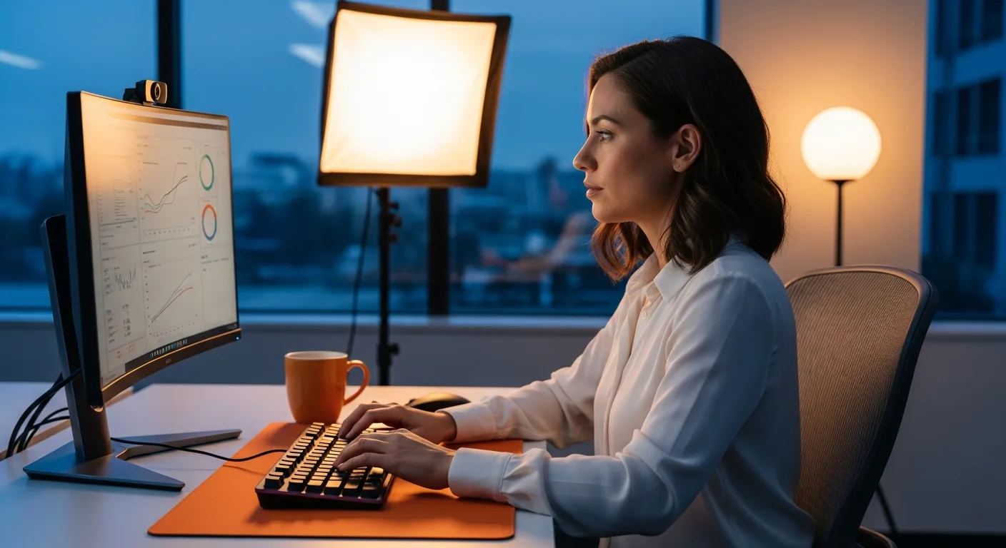 Senior machine learning engineer reviewing a model training run dashboard with loss curves and GPU utilization graphs at a modern workstation in a Bay Area tech office