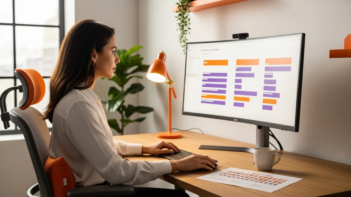 NLP engineer evaluating a multilingual classifier on an ultrawide monitor showing per-language F1 score visualizations