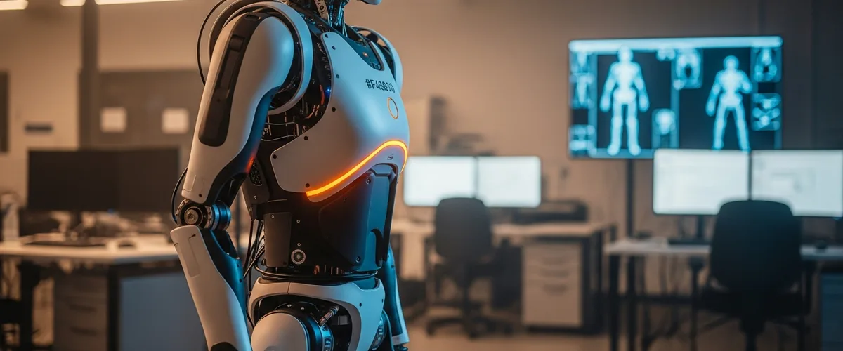 Advanced humanoid bipedal robot standing in a modern robotics research lab, illustrating the 2026 humanoid renaissance reshaping robotics hiring