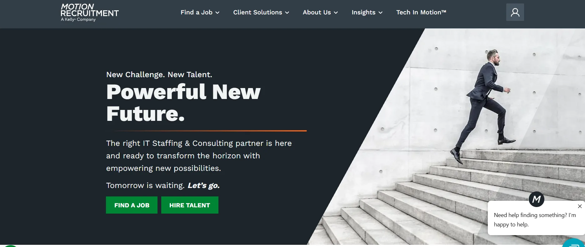 Motion Recruitment homepage for specialized IT and software staffing