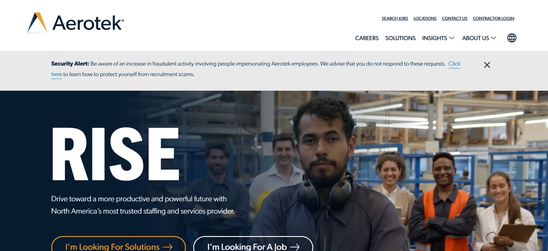 Aerotek homepage — best Phoenix staffing agency for industrial and manufacturing hiring in 2026