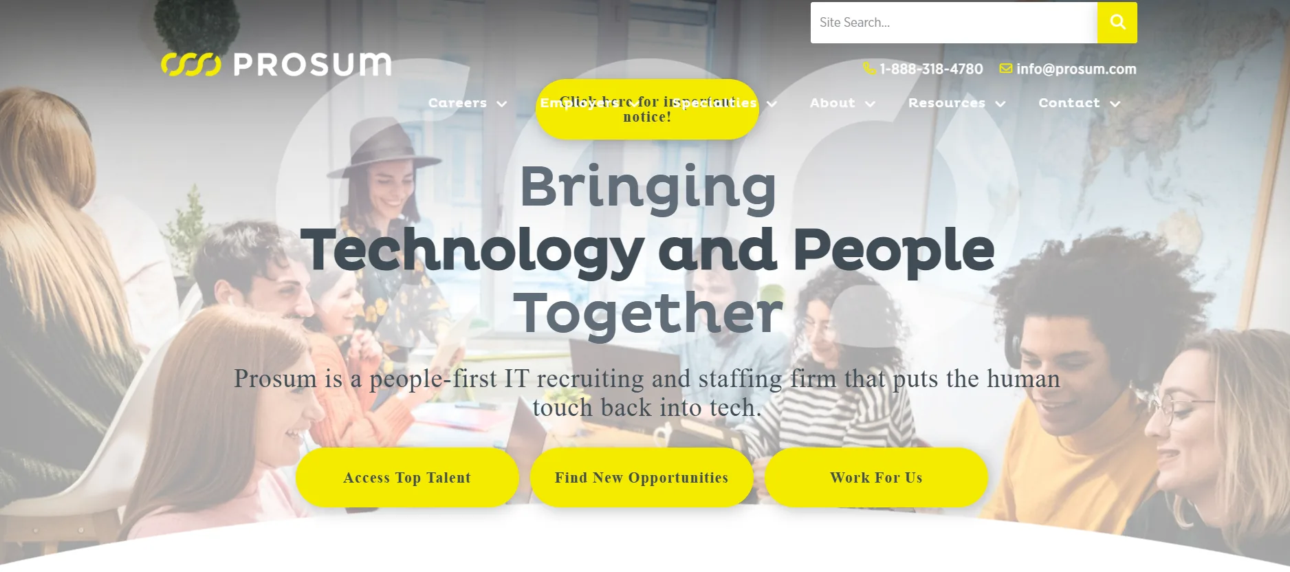 Prosum IT staffing El Segundo Los Angeles homepage screenshot