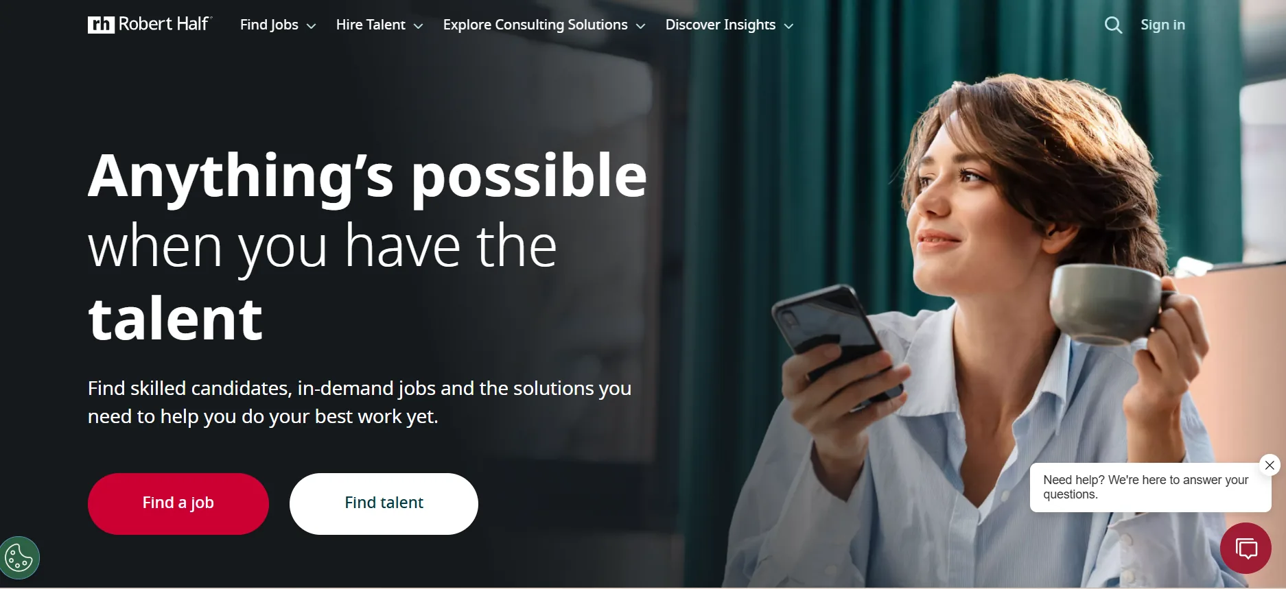 Robert Half Technology Los Angeles staffing homepage screenshot