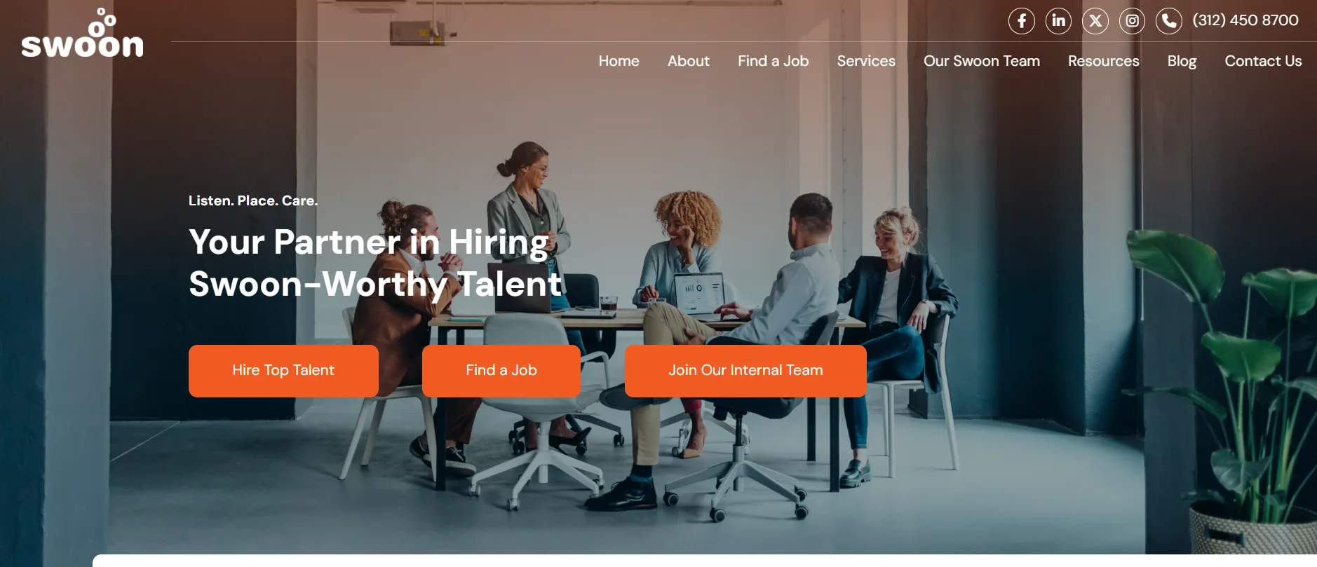 Swoon staffing agency in Seattle — homepage