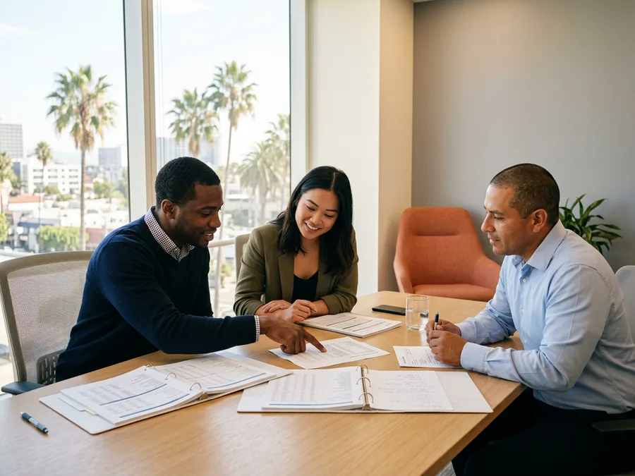 Accounting and finance team reviewing month-end close reports at a Los Angeles staffing agency