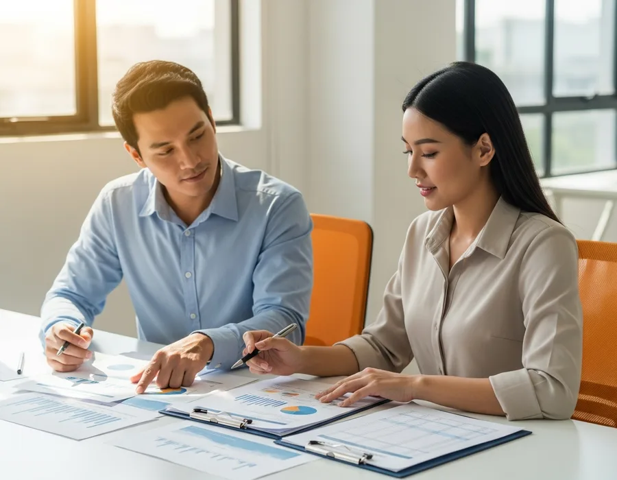 Accounting and finance professionals at work in an Orange County office, KORE1 accounting staffing