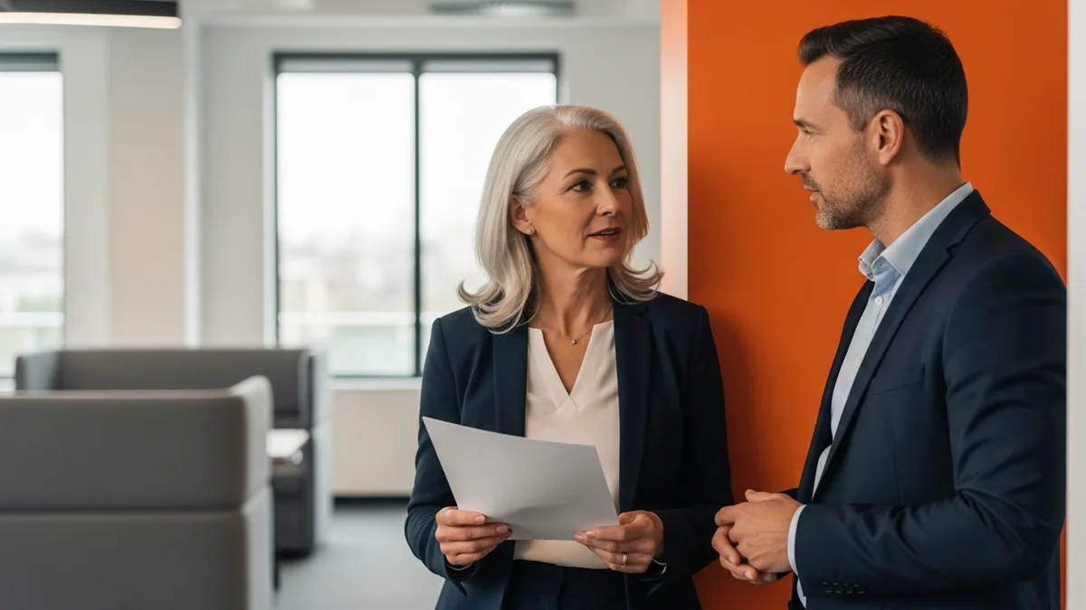 Two technology leaders discussing AI team reporting lines and who the Head of AI reports to