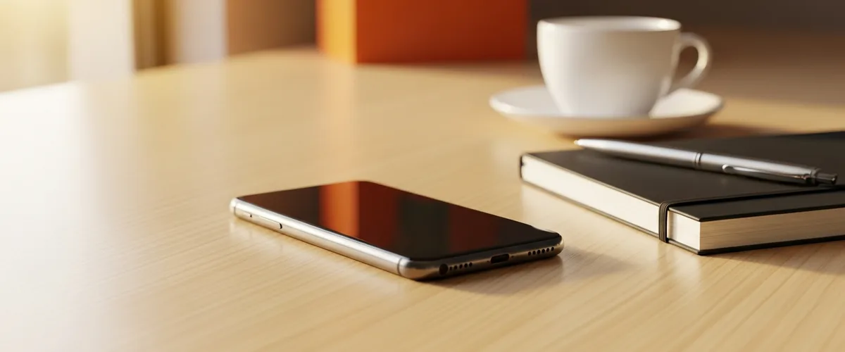 Smartphone, notebook and coffee on a desk representing the full cost of hiring an app developer in 2026