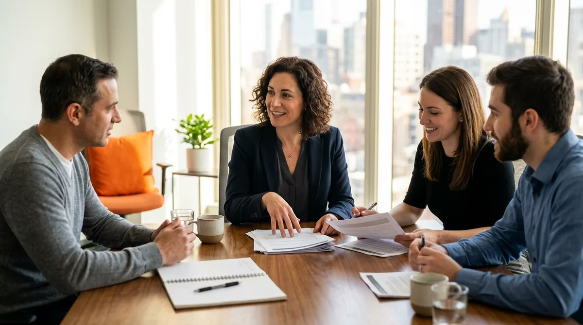 Chief technology officer leading a product and engineering strategy session with a development team