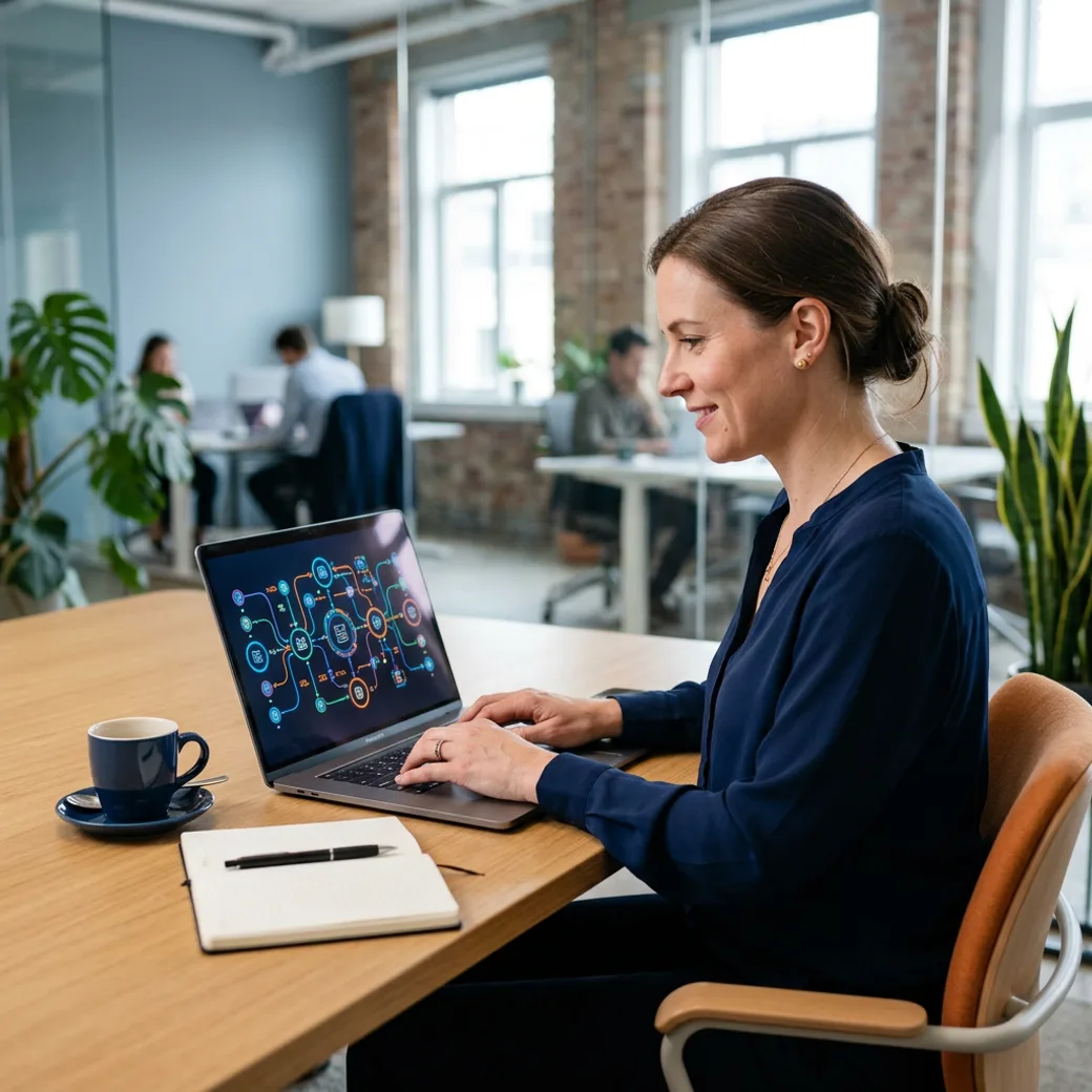 KORE1 data engineer recruiter reviewing a candidate's pipeline architecture diagram on a laptop