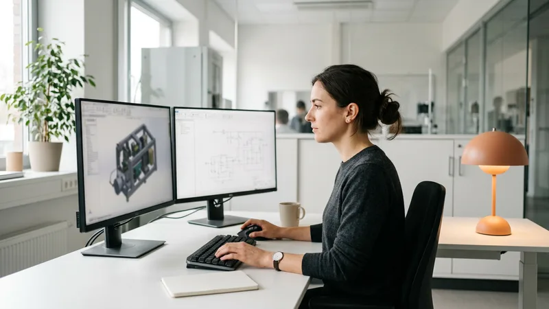 Mechanical and electrical engineers reviewing CAD and schematics in a Los Angeles design lab