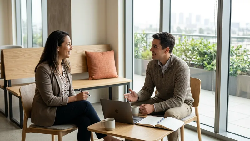 KORE1 engineering recruiter meeting a candidate at a Los Angeles office