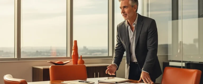 Senior engineering executive in a boardroom illustrating the Clarity Stack diagnostic framework for engineering velocity
