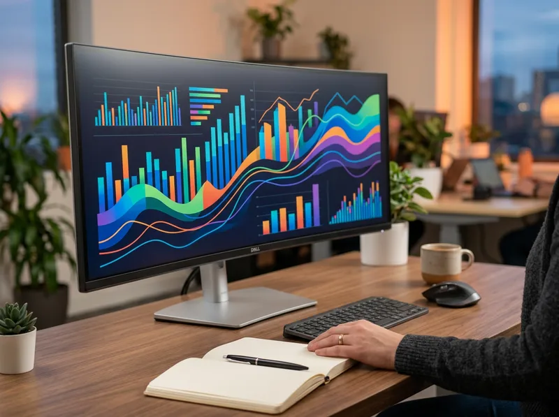 Front-end developer compensation benchmark data displayed on a monitor showing salary ranges by experience level and city