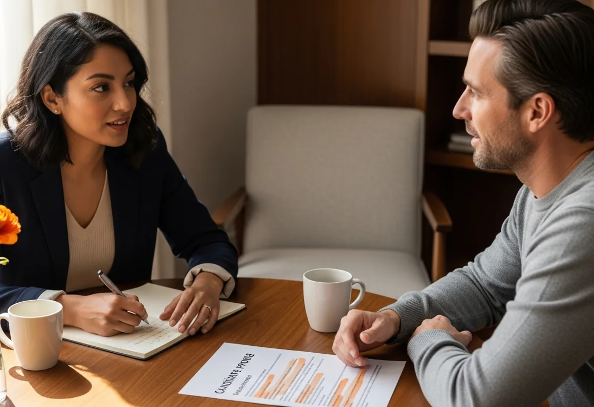 Hiring leaders discussing an IT director search with a KORE1 recruiter