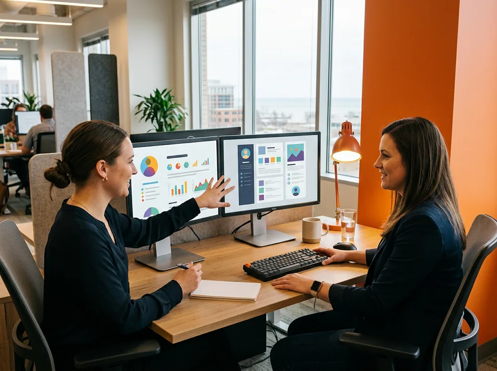 KORE1 recruiters reviewing IT candidate profiles for Milwaukee, Wisconsin employers
