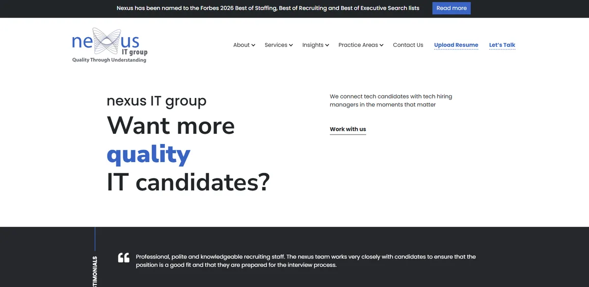 Nexus IT Group cybersecurity recruiting firm homepage