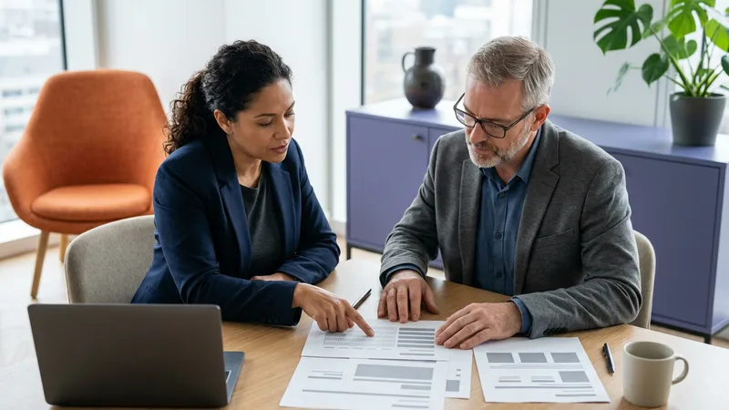 KORE1 technical recruiter reviewing a PHP developer candidate with a senior engineer panelist, Laravel and database notes on a wall monitor
