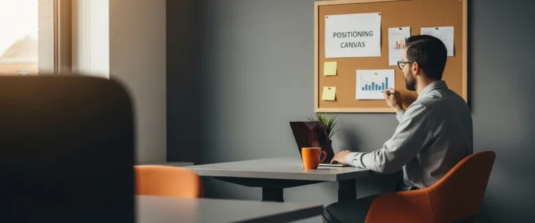 Product marketing manager working on a positioning canvas, featured image for the product marketing manager job description template