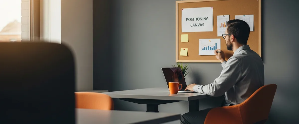 Product marketing manager working on a positioning canvas, featured image for the product marketing manager job description template