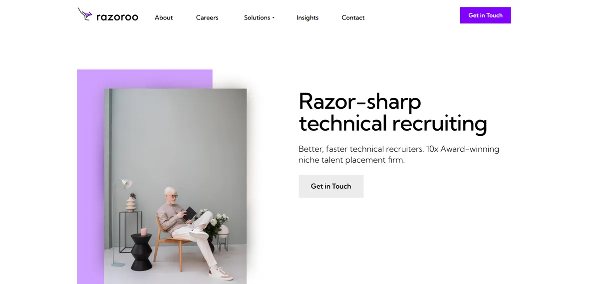 Razoroo AI and ML only recruiting firm homepage